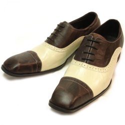 Fiesso Brown & Beige Genuine Italian Calf Leather Shoes FI8213