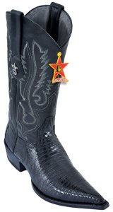 Los Altos Black Genuine Teju 3X Pointed Toe W / Cowboy Heel Boots 95V0705