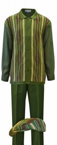 Silversilk Olive Green / Brown / Camel Button Up Knitted Front Outfit / Ivy Cap 5396