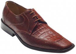 David X "Mori" Cognac Genuine Crocodile / Lizard Shoes.