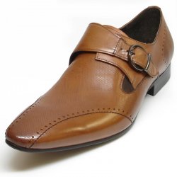 Encore By Fiesso Brown Genuine Leather Buckle Loafer Shoes FI3158
