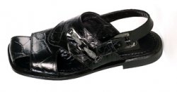 Mauri "1237" Black All-Over Genuine Alligator Sandals