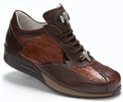 Mauri "Piazza" M704 Sport Rust / Cognac Genuine Crocodile Nappa Embossed Patent Leather Sneakers