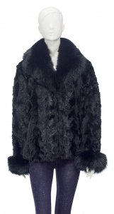 Winter Fur Ladies Black Genuine Pieces Mink Top With Fox Collar And Fox Cuff W03S06BK