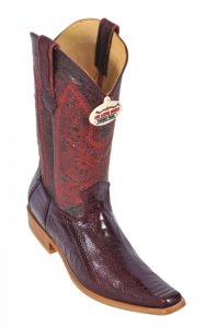 Los Altos Burgundy Genuine All-Over Ostrich Leg Square Toe Cowboy Boots 710506