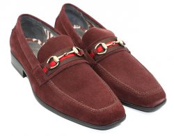 Steve Harvey "Lougan" Oxblood Genuine Suede Bit Loafer Shoes