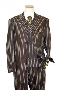Steve Harvey Collection Brown/Cream Linen Look Super 120's Merino Wool Vested Suit