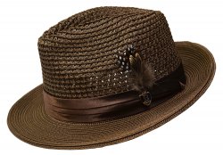 Bruno Capelo Brown Fedora Straw Dress Hat BC-504