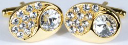 Fratello Gold Plated Oval Cufflinks Set With Rhinestones 19054