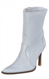Los Altos Ladies White Fashion Short Top Boots With Zipper / Design On The Vamp 365328