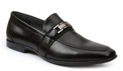 Giorgio Brutini "Lawton" Black Genuine Leather With Metal Bracelet Loafer Slip-on Shoes