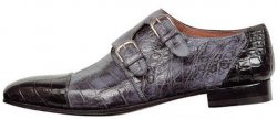 Mauri 1152 "Mystery" Body Alligator Hand Painted Black / Medium Grey Genuine All-Over Alligator Shoes
