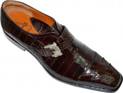 Romano "Divo" Brown Genuine Crocodile / Eel Shoes With Crocodile Buckle