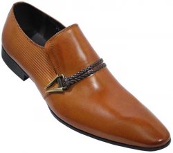 Encore By Fiesso Brandy Genuine Italian Calf Leather Loafer Shoes With Weaved Leather Bracelet FI6628