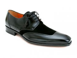 Mezlan Custom "Leary" Black Old English Suede & Soft Italian Calfskin Shoes