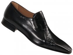 Mauri "4371" Black Genuine Crocodile Flanks / Kidskin Shoes