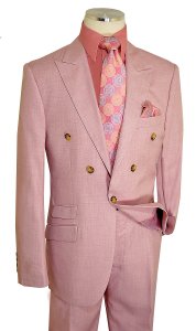 Extrema Solid Light Pink Single Button Double Breasted Classic Fit Suit RLBP46
