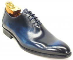 Carrucci Cobalt Blue Genuine Calfskin Leather Oxford Lace-Up Shoes KS505-12.