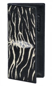 Los Altos Tiger Black Genuine Stingray Single Stone Check Book Holder Wallet CB15555