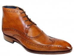 Duca Di Matiste "Udine" Cognac Genuine Calfskin Lace-up Ankle Shoes.