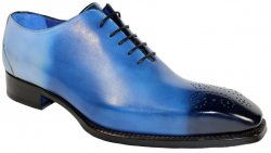 Emilio Franco "Valerio" Blue Combo Burnished / Faded Calfskin Oxford Shoes.