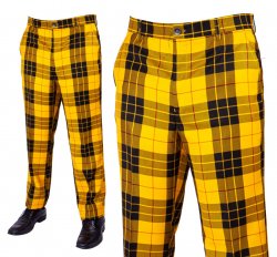 Prestige Black / Yellow / Red Plaid Flat Front Wool Blend Classic Fit Slacks PLD-105