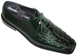 Romano "Terra" Green Genuine Triple Hornback Crocodile Tails/Lizard Shoes