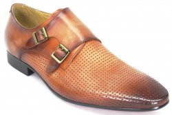 Carrucci Coral Genuine Calf Skin Leather Perforation Monkstrap Shoes KS308-06.