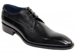 Duca Di Matiste "Ravello" Black Genuine Calfskin Lace up Oxford Shoes.