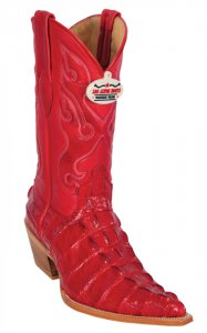 Los Altos Ladies Red All-Over Alligator Tail Print 3X Toe Cowboy Boots 3350112