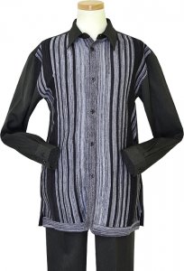 Pronti Charcoal Grey / Silver Grey Striped Knitted 2 PC Outfit SP5988
