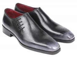 Paul Parkman ''857F25'' Burnished Grey Genuine Leather Side Lace Oxfords Shoes.