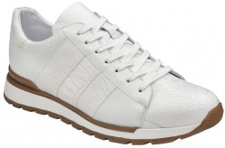 Belvedere "Blake" White Genuine Ostrich Leg / Soft Calf Casual Sneakers 33629.