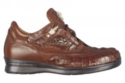 Fennix Italy 3044 "Dinosaur" Chocolate All-Over Genuine Hornback Crocodile / Calf Leather Sneakers With Eyes And Silver Alligator Head