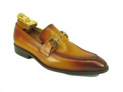 Carrucci Cognac Genuine Calf Skin Leather With Horsebit Loafer Shoes KS478-02