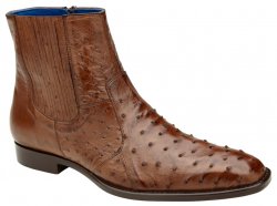 Belvedere "Roger" Antique Brandy Genuine All Over Ostrich Quill Zipper Ankle Boots R55.