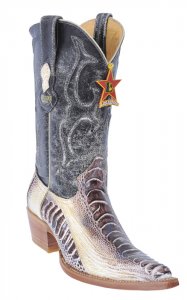 Los Altos Ladies Natural Genuine Ostrich Leg 3X-Toe Cowgirl Boots 350549