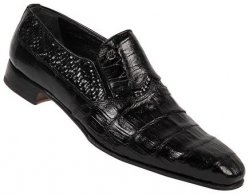 Mauri 4157 Black Baby Crocodile / Woven Espiga Shoes