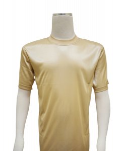 Bagazio Dark Cream Tricot Dazzle Silk Feel Crew Neck Short Sleeve T-Shirt BM1143