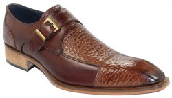 Duca Di Matiste "Cava" Brandy Genuine Calfskin Monk Strap Loafer Shoes.
