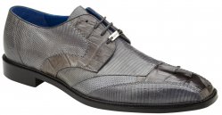 Belvedere "Valter" Gray Genuine Caiman Crocodile and Lizard Dress Shoes.