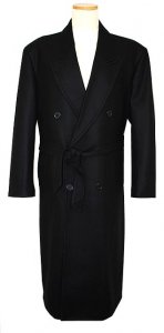 Successos Black Wool Blend Long Trench Coat 9530