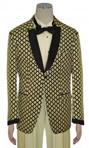 Lanzino Black / Beige / Gold Lurex Shawl Collar Blazer With Satin Trimming SLM083