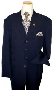 Gianni Vironi Solid Navy Blue Super 100's 100% Fine Polyester Suit