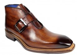 Emilio Franco "Milo" Brown Genuine Calfskin Monk Strap Ankle Boots.