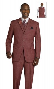 E. J. Samuel Wine Self-Design Super Wool Blend Suit K2