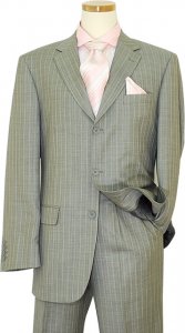 Mantoni Silver Grey With Pink Pinstripes Super 140's 100% Virgin Wool Suit 71117