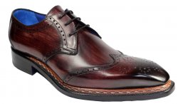 Emilio Franco "Adamo" Burgundy Genuine Calfskin Wingtip Oxford Shoes.