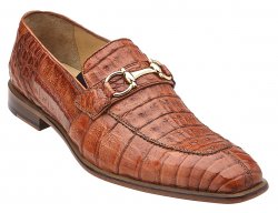 Belvedere "Mercuri" Brandy All-Over Genuine Crocodile Loafer Shoes With Bracelet 1483