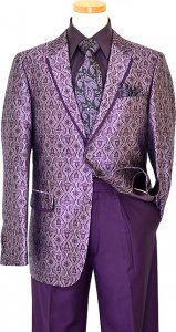 Pronti Grape Paisley Design Suit B5996